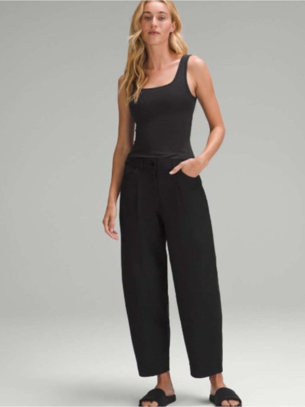 Lululemon City Sleek Barrel Leg Pants Black Mid Rise Utilitech Jeans-Inspired 25